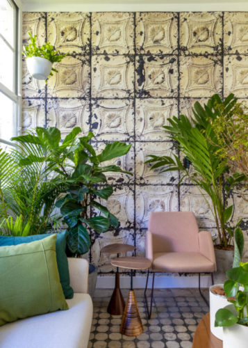 Atelier Botânico - loja carioca reabre com mostra de plantas e a participação de dez paisagistas e floristas, poltrona rosa e plantas 