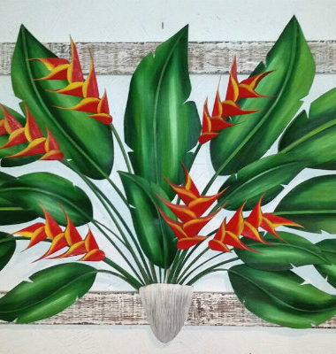 quadro com folhas de palmeira
