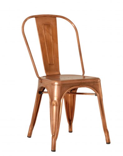 Cadeira Industrial em aço carbono banhado á cobre.