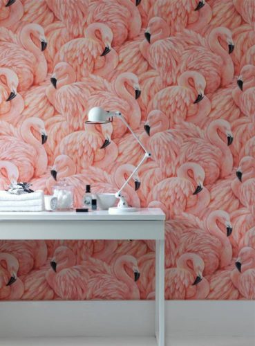 Papel de parede rosa de flamingos Albany