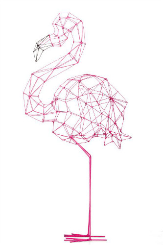 Escultura de um Flamingo em arame 