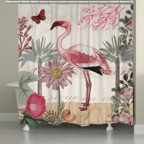 Cortina de banheiro de flamingo