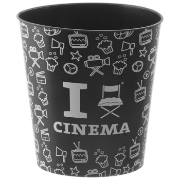 Detalhes que dão charme na decoração com tema de cinema, balde de pipoca da TokStok.
