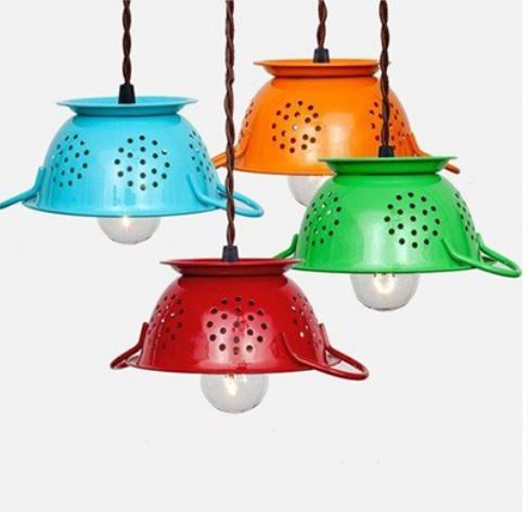 Luminárias de escorredor de macarrao para ideias criativas e charmosas para a cozinha