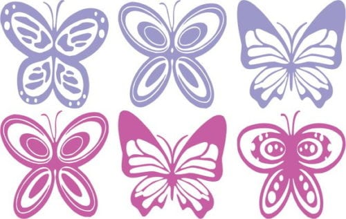 Adesivos de borboletas , nas cores azul e rosa. Da loja virtual Elo7
