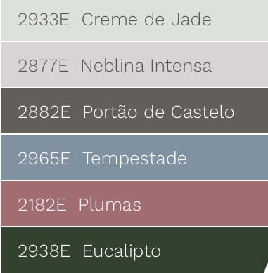 Combinações de tonalidades com a cor de 2018 eleita pela Eucatex Tintas, verde Eucalipto.