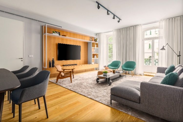 Mix de mobiliário europeu e clássicos do design brasileiro em apartamento em Lisboa