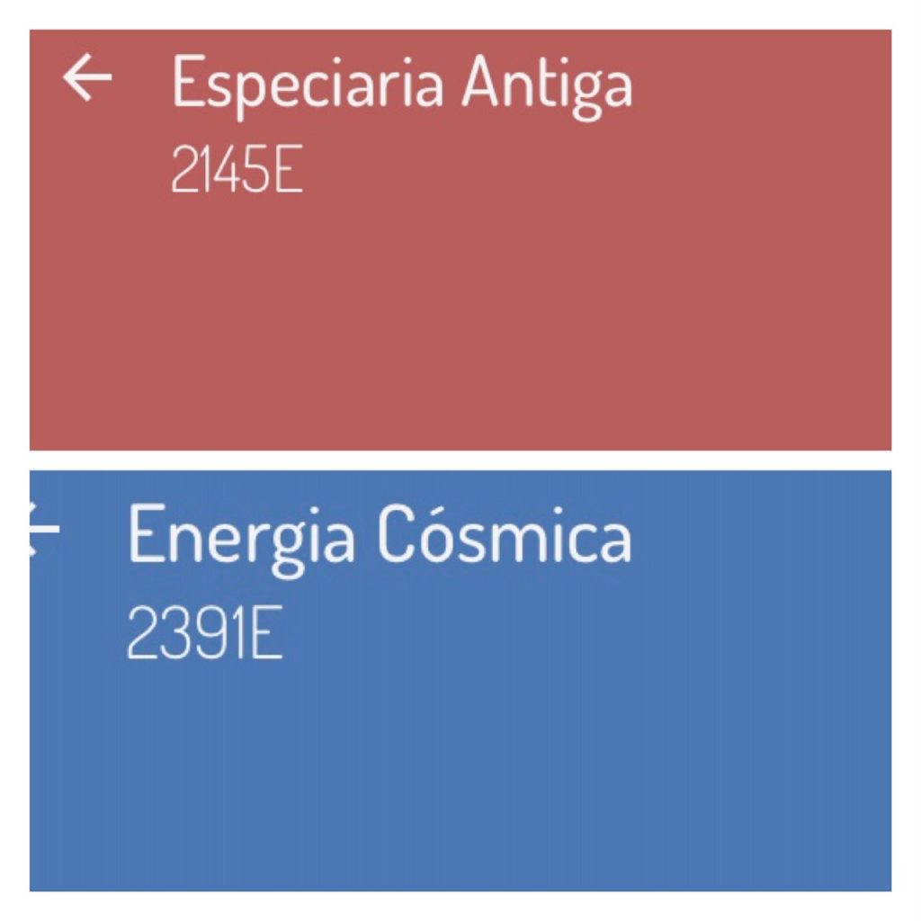 Combinação de cores com a cor da ano 2019 da Eucatex, Especiaria Antiga, uma rosácea que combina com a cor azul.
