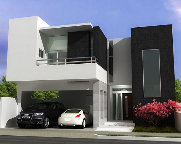 casa com fachada preto e branco