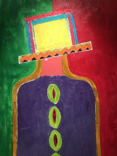 Quadro com pintura colorida abstrata da artista plástica Flávia Curvello.