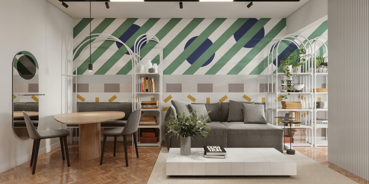 Apartamento com cores e grafismo