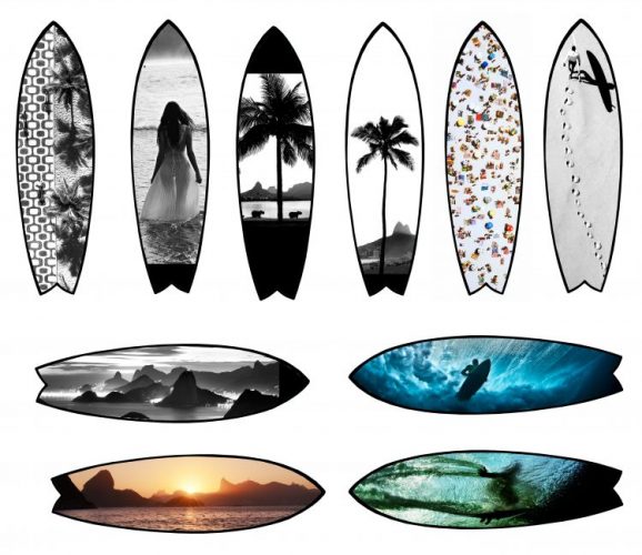 O fotógrafo Joaquim Nabuco, lança a coleção Art Boards, uma série de fotos de paisagens do Rio impressas em pranchas de surf. 