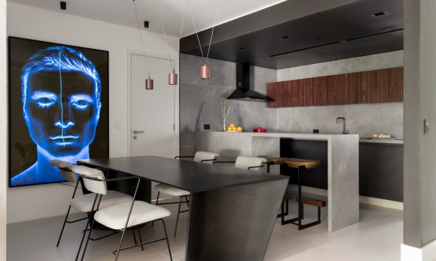 Apartamento com décor minimalista e brutalista