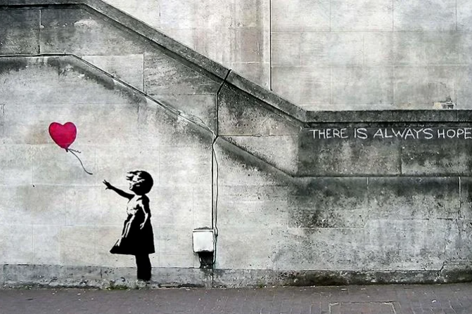 URBANOGRAFIA ou Arte de Rua / Girl with ballon / Obra de Banksy