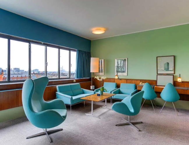 Quarto 606 do Radisson Blu Royal Hotel, ainda com a decoração original de Arne Jacobsen