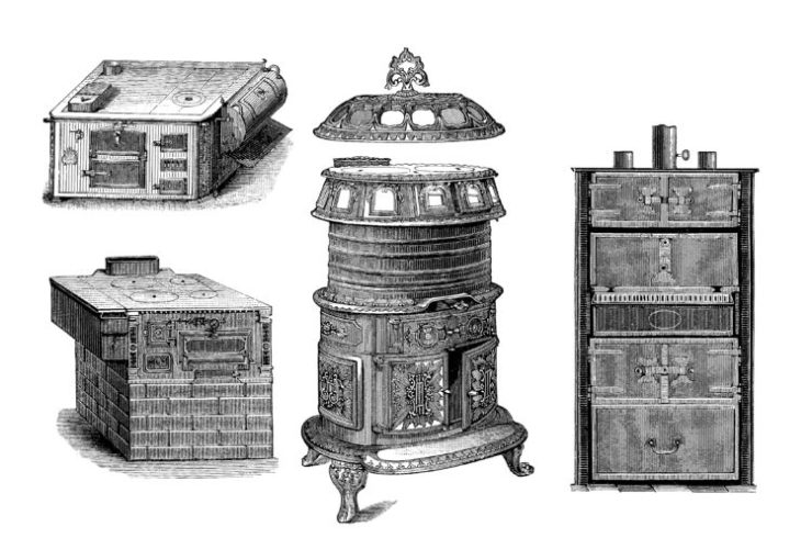 Desenhos dos Primeiros fogões em ferro ainda à carvão (1894)