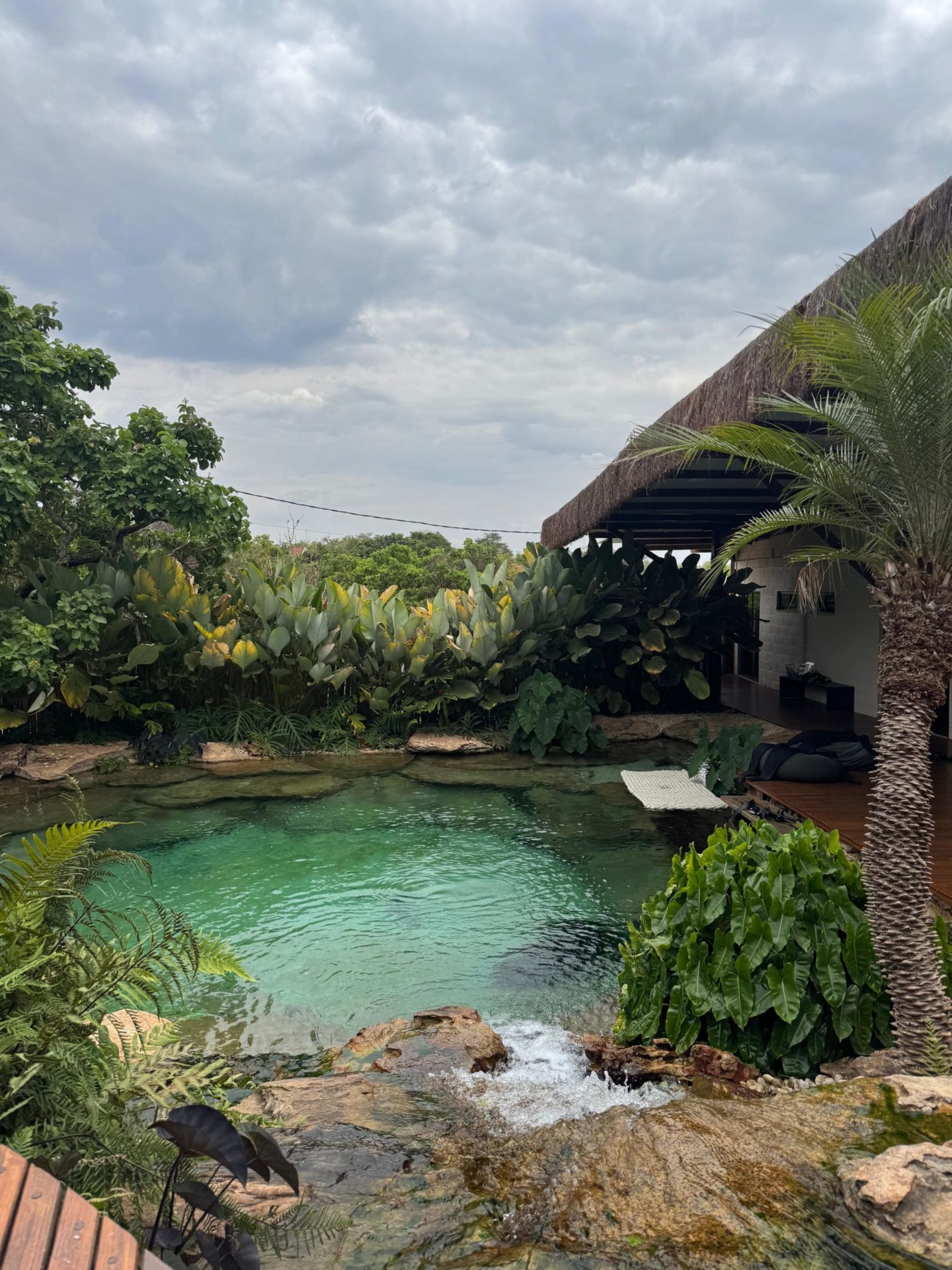 na foto uma casa, árvores e um lago