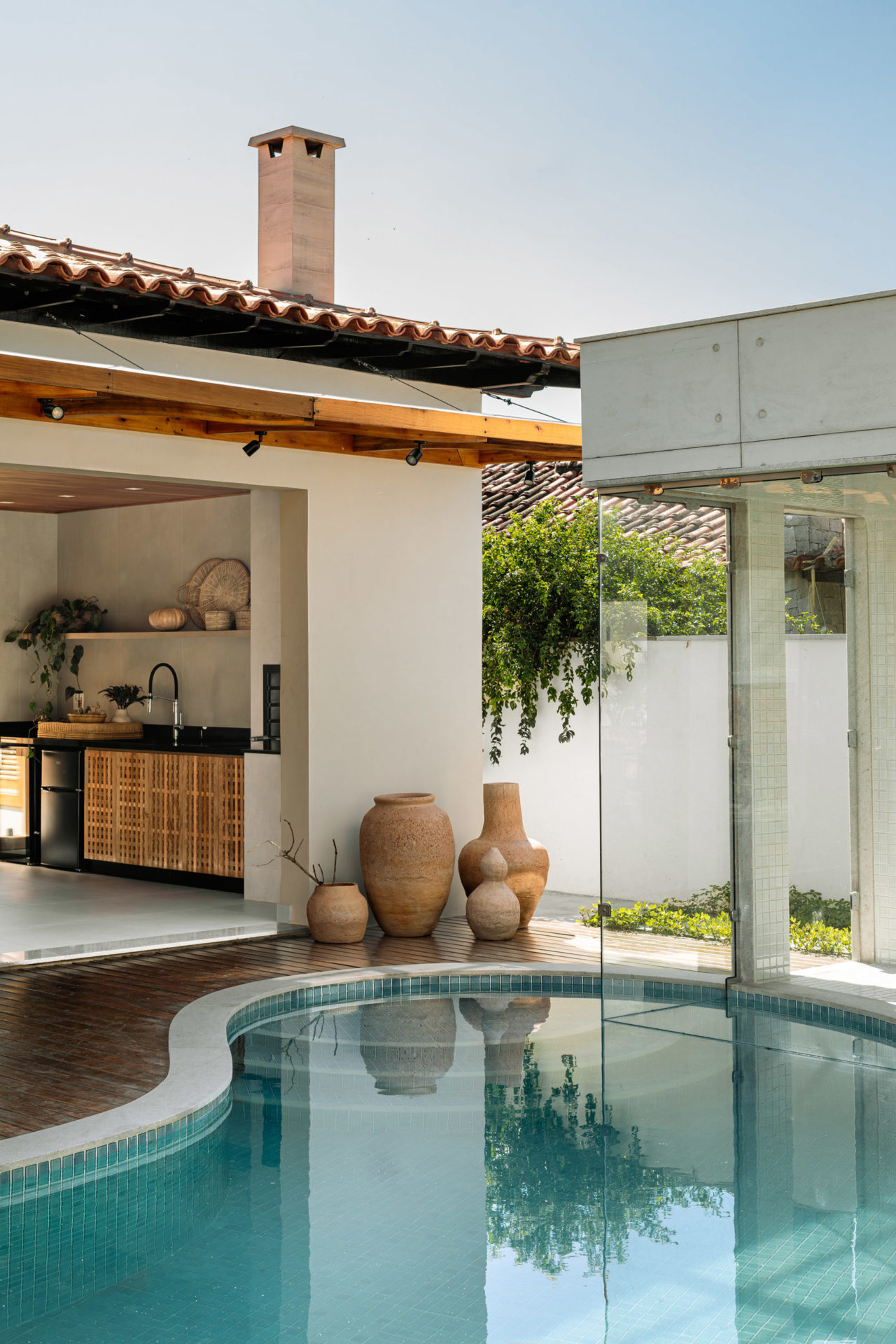 na foto piscina e sauna