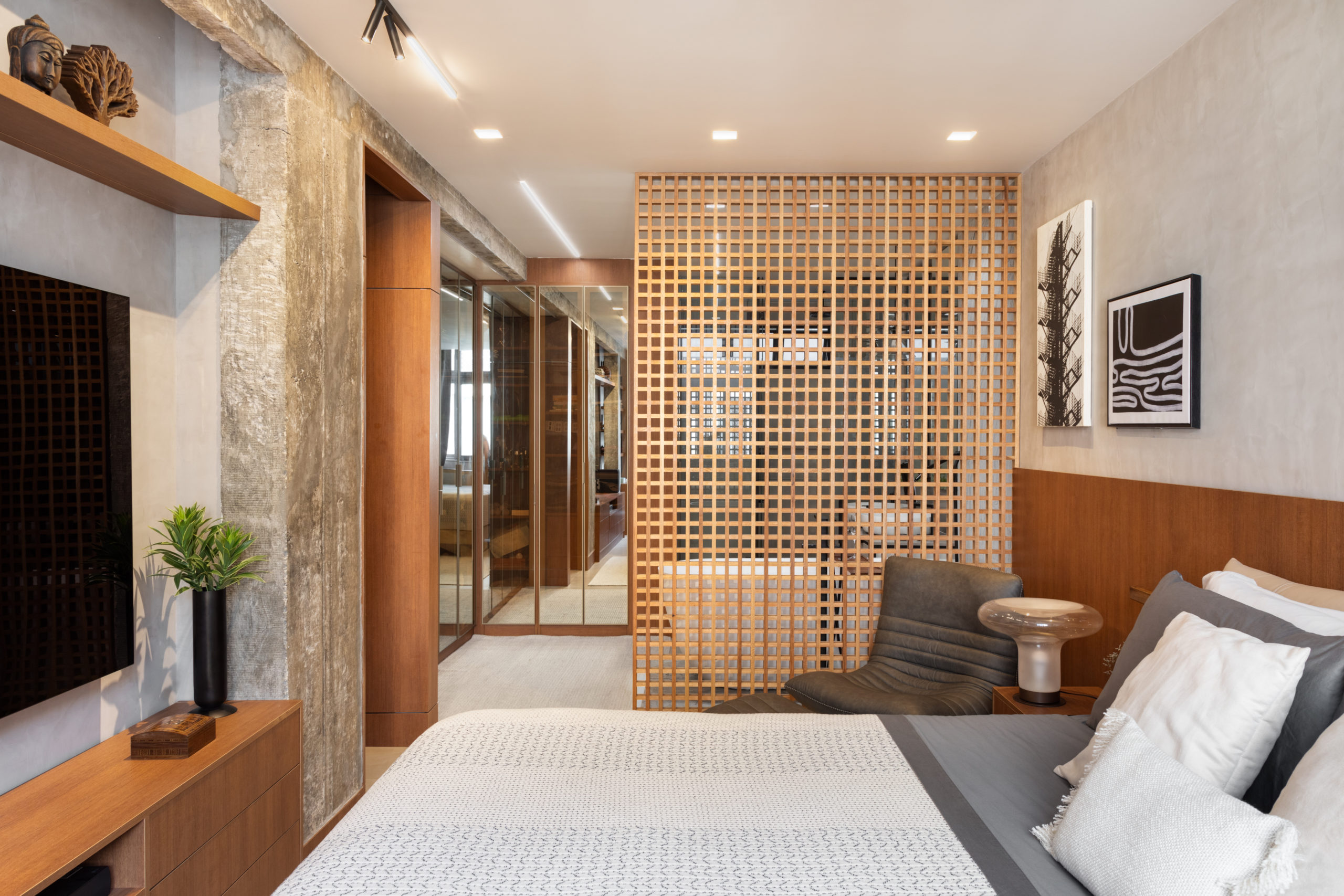 na foto quarto e banheiro de loft