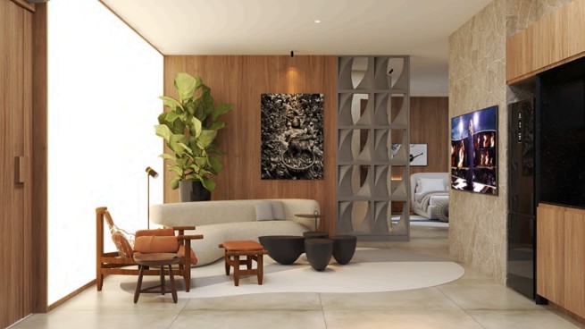 na foto uma sala de estar