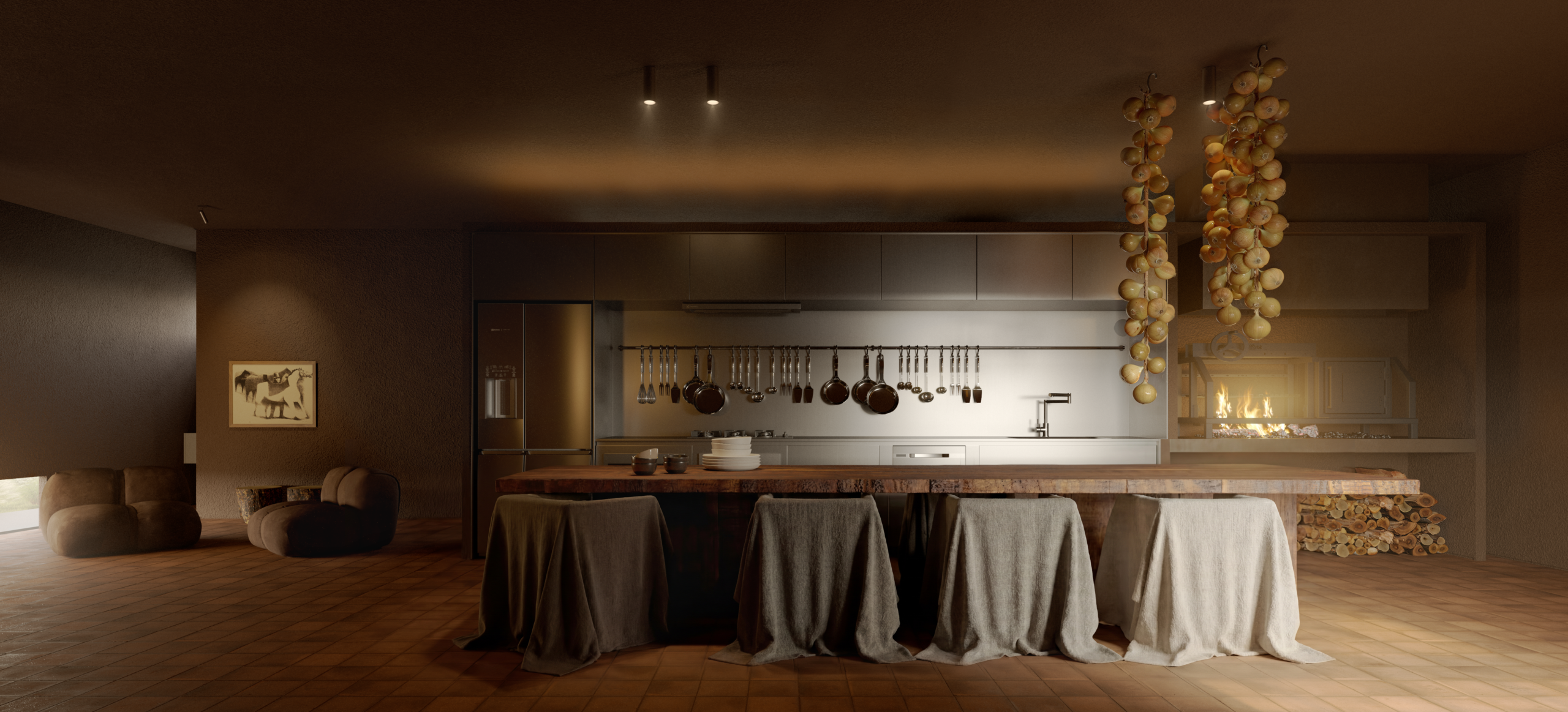 na foto sala de jantar nos tons cinza