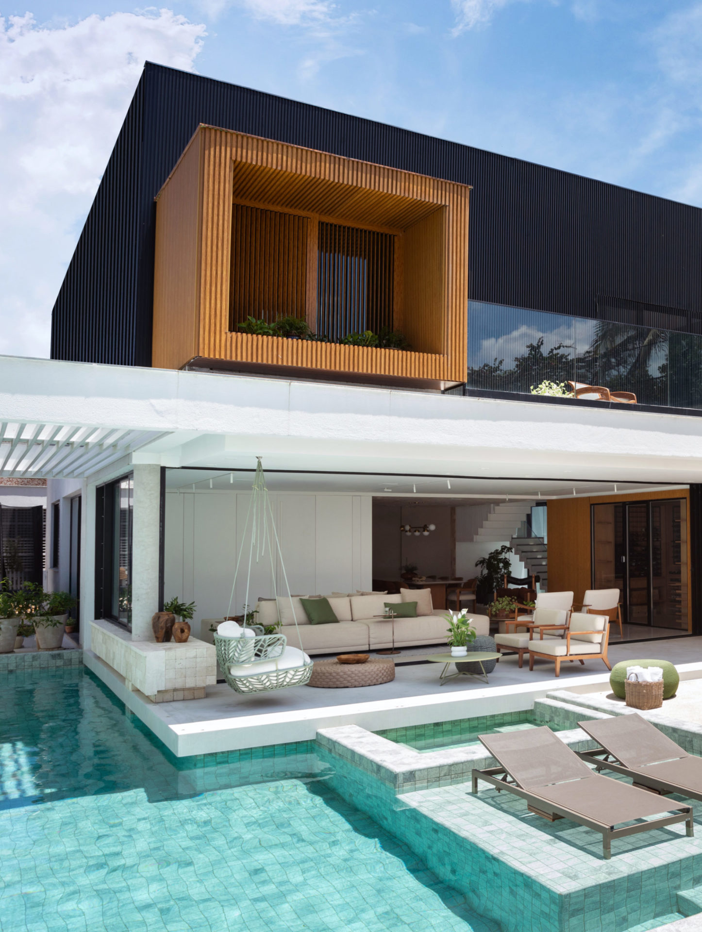 na foto área de lazer de casa na praia