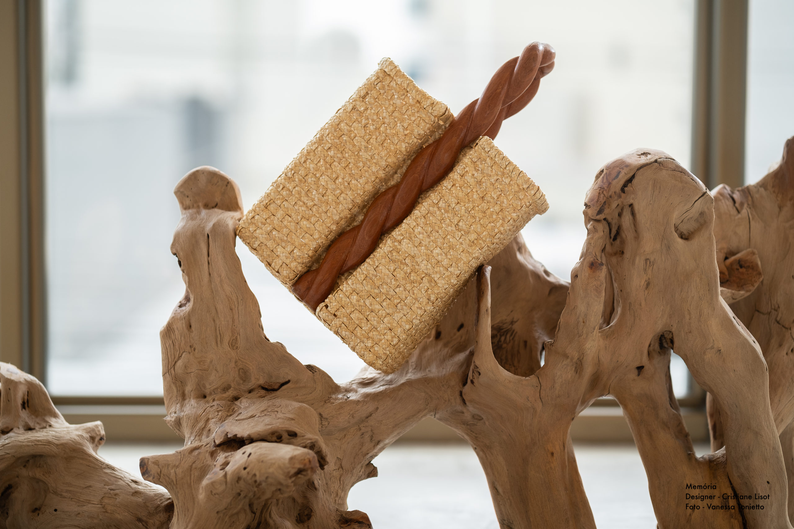 Na foto uma espécie de galhos de árvore e uma cesta