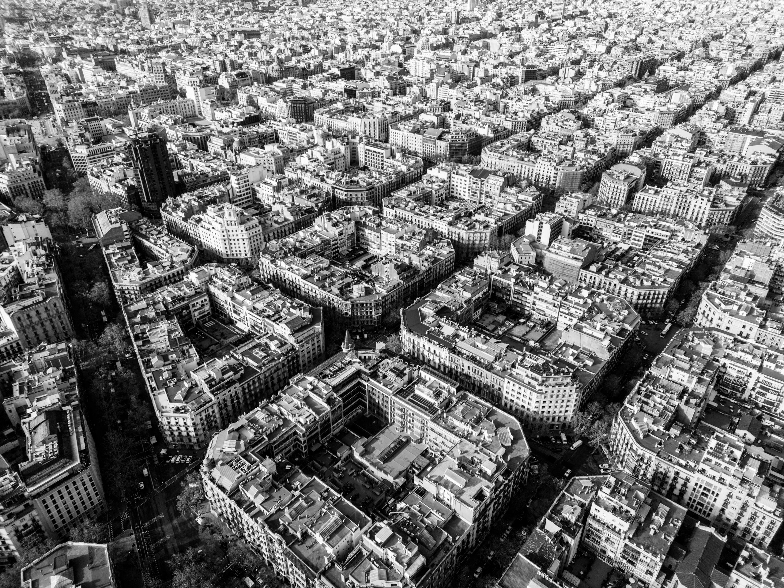 cidade e prédios vistos de cima