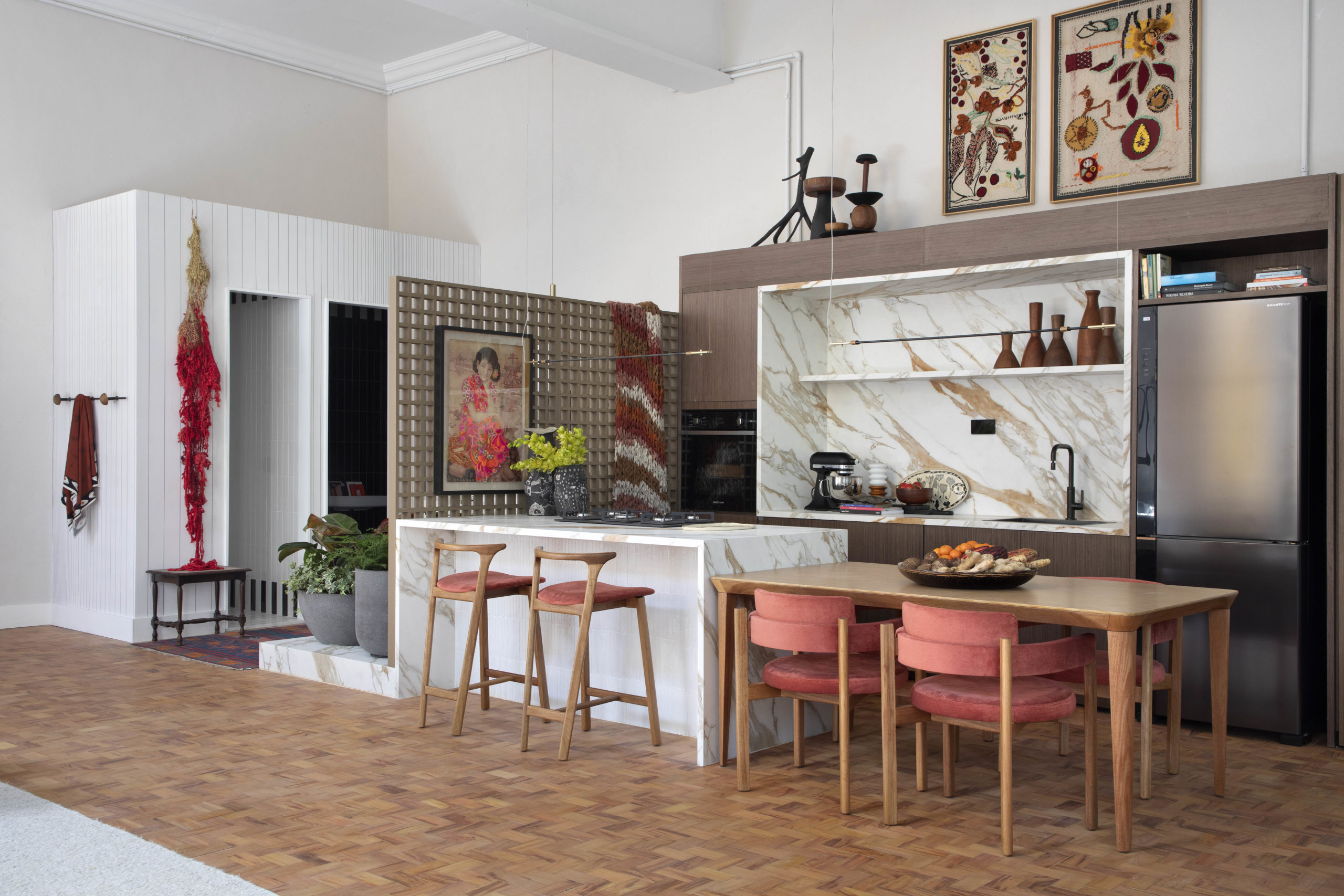 na foto cozinha americana de loft