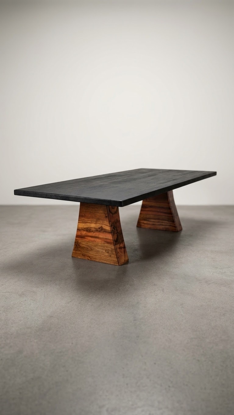 na foto mesa de jantar de madeira